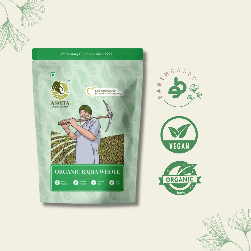 Organic Bajra Whole | Pearl Millet | Kambu - 1 kg | Asmita Organic Farms | Pack of 3