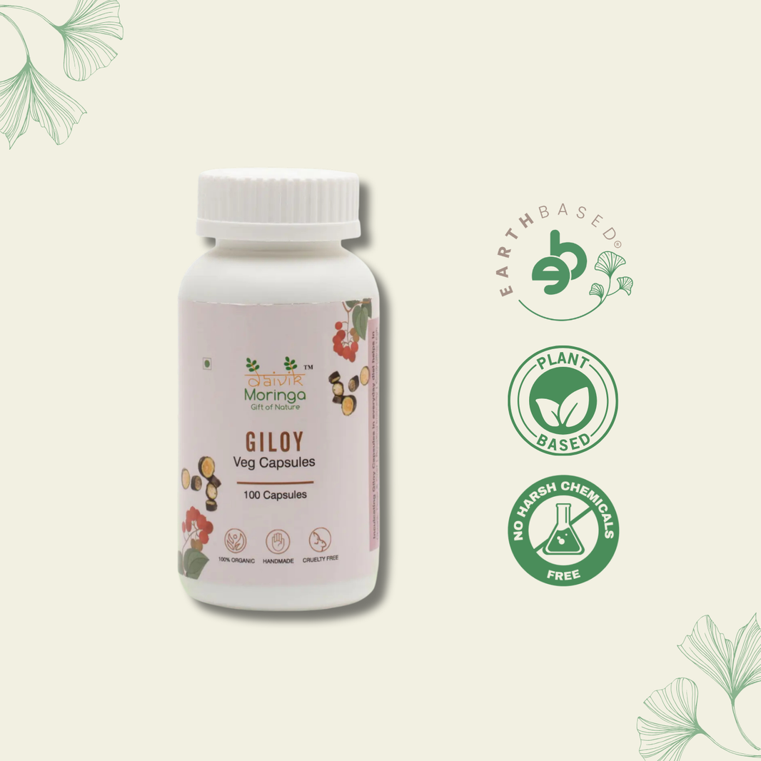 Daivik Moringa Giloy Veg Capsules | 100% Natural | Immunity Booster | 100 Caps Each