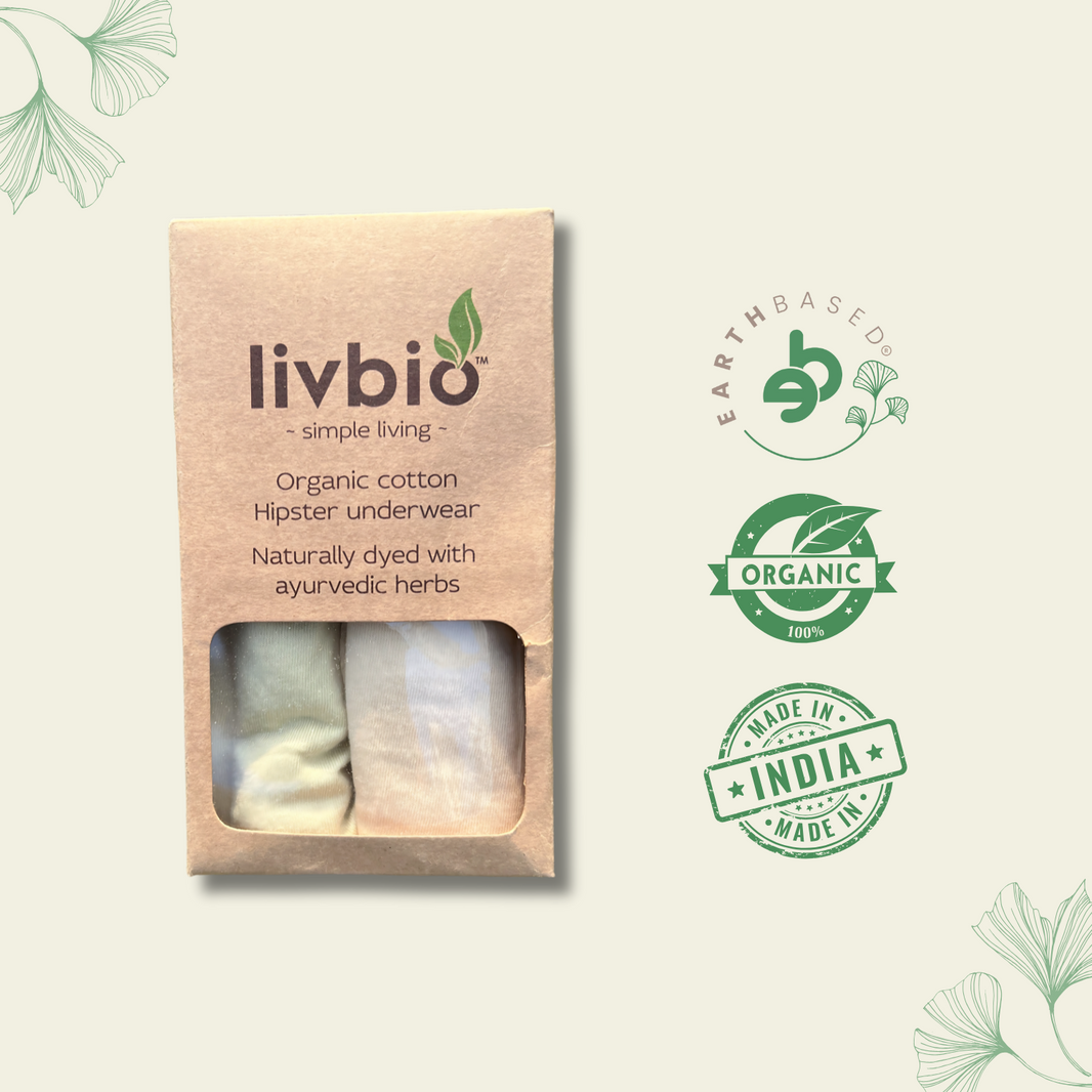 Organic Cotton & Natural Dyed Rust Cream and Turmeric Yellow Combo Underwear by Livbio