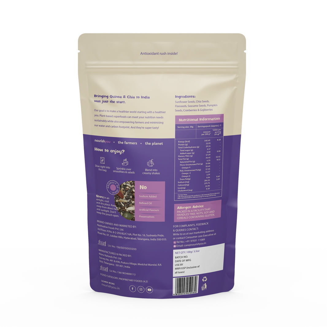 Nourish You Antioxidant Boost 7 in 1 Super Seeds Trail Mix – 100g