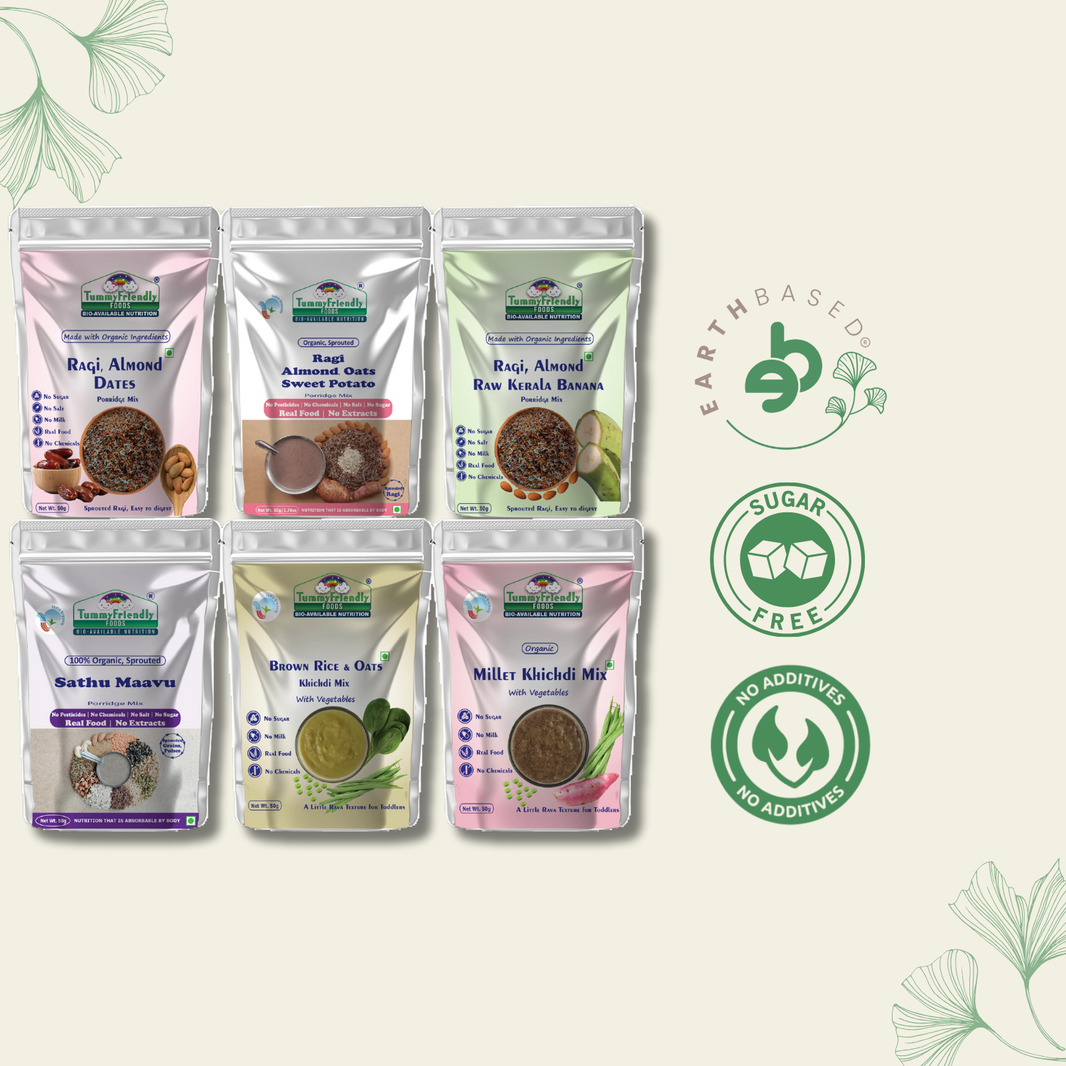 TummyFriendly Foods Certified Organic Baby Food For Toddlers, 1 Year plus. 6 Packs, 50g Each Cereal (300 g, Pack of 6)