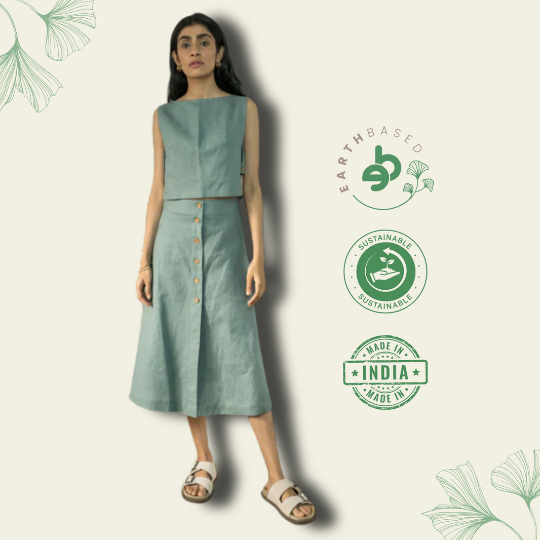 BUTTON-DOWN MIDI SKIRT
