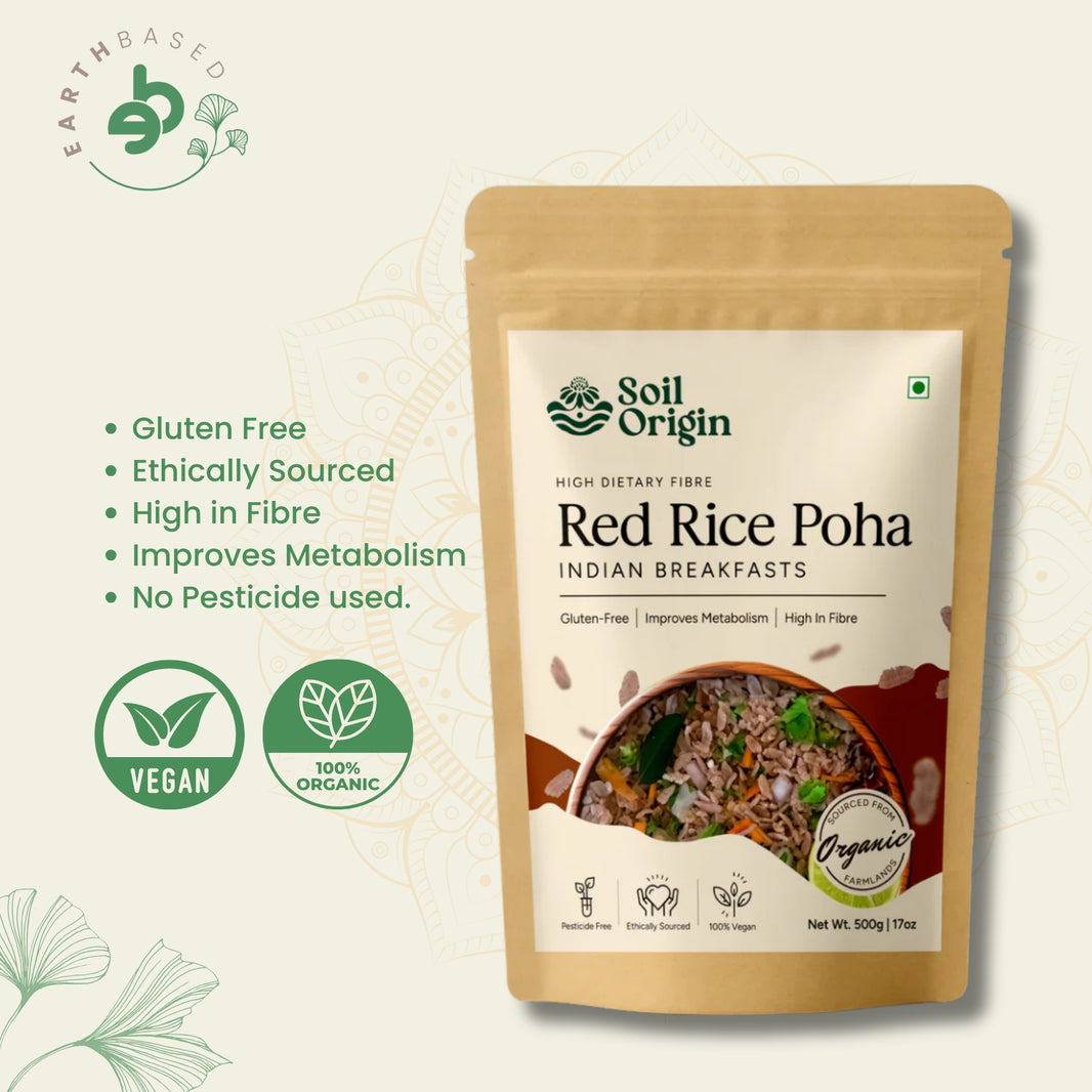 Red Rice Poha (Flakes) by Soil Origin | Pack of 3