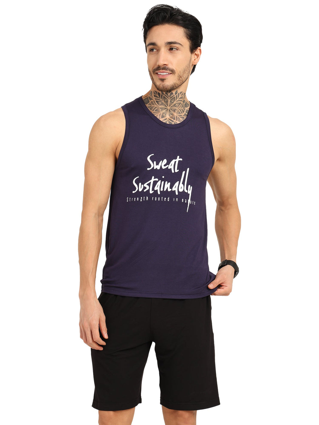 Men's Bamboo Fabric Workout Gym Vest | Navy