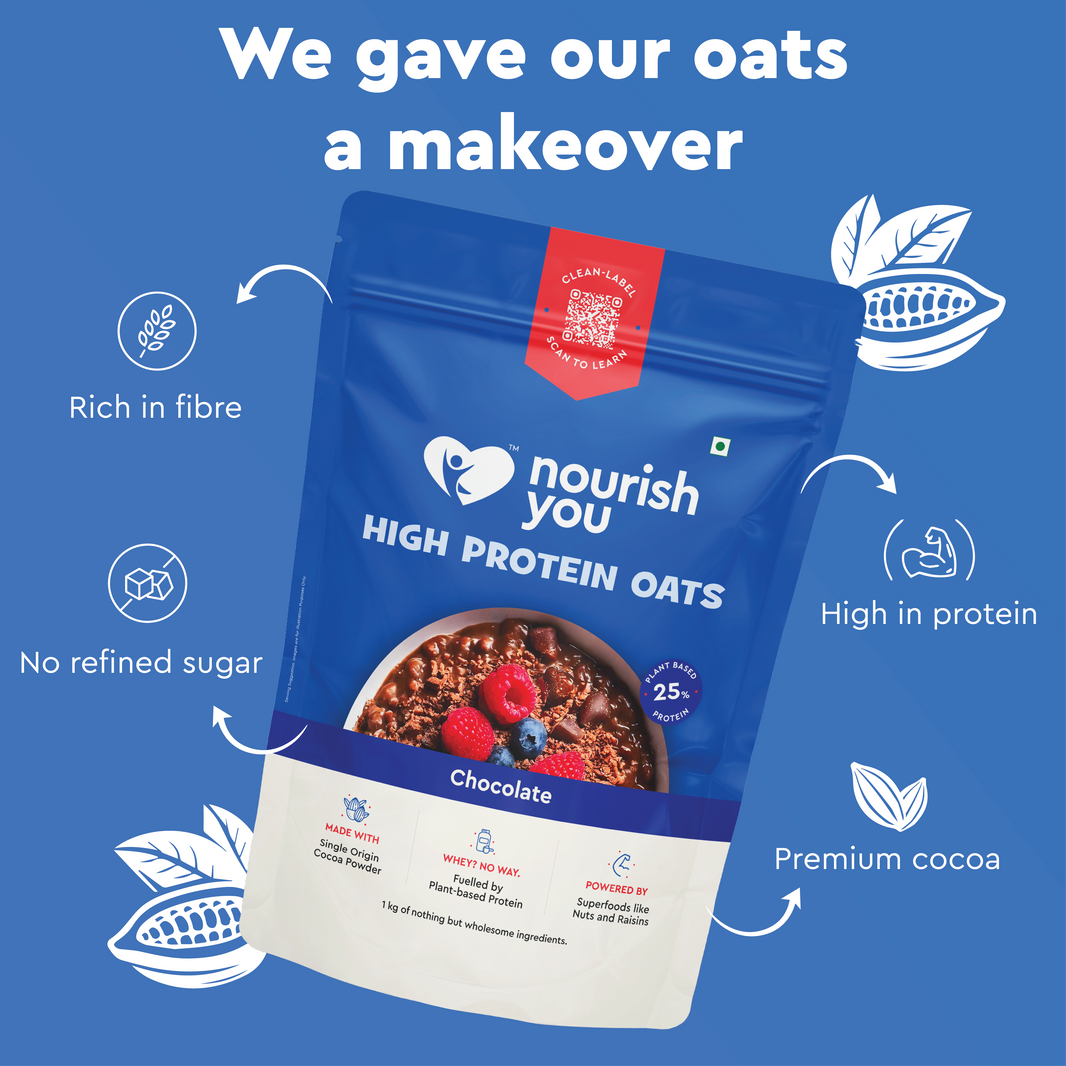 Nourish You 25% High Protein Chocolate Oats 1Kg