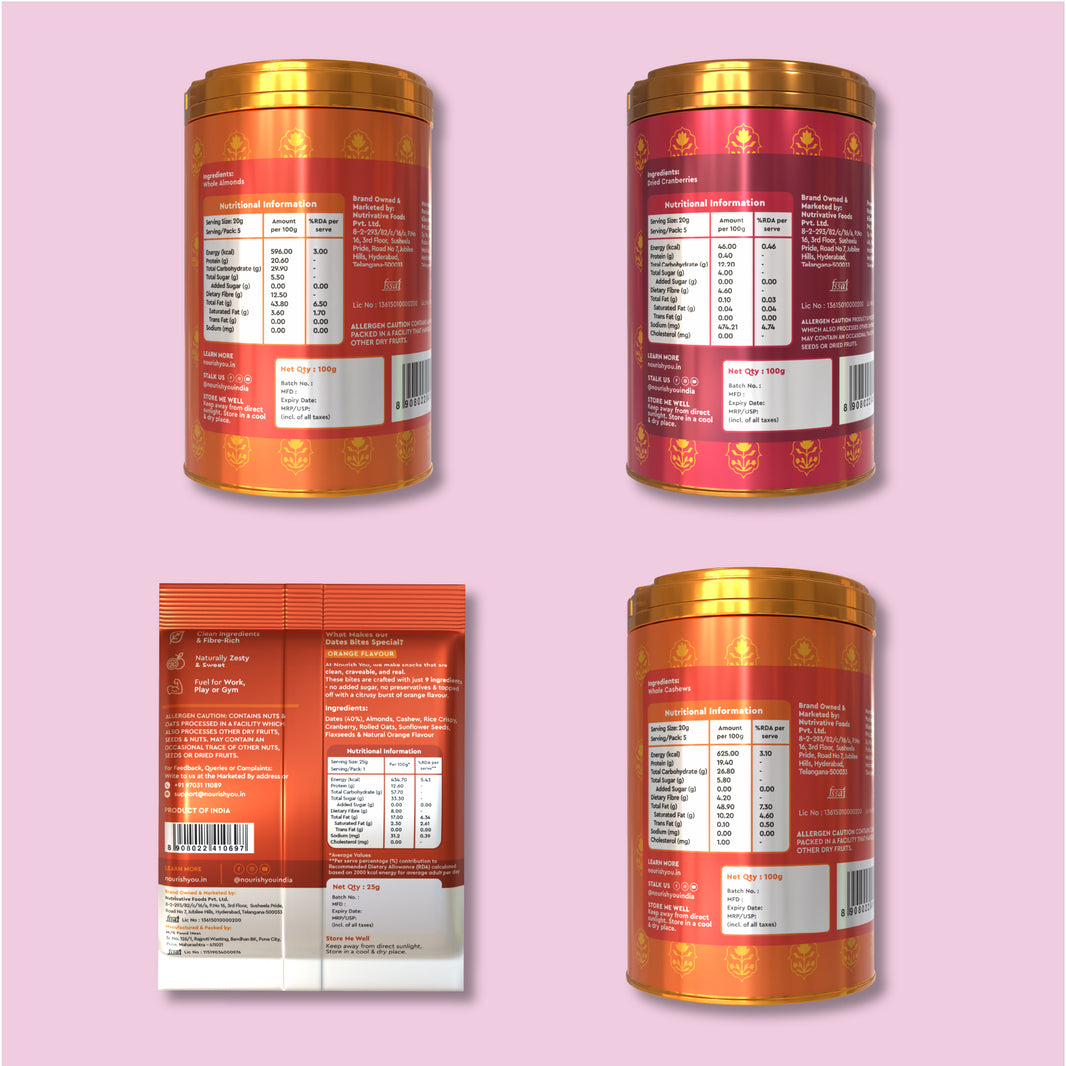 Nourish You Shuddh Utsav Diwali Dry fruits gift Hamper – Amethyst Dwaar | Almonds, Cashews, Dried Cranberries & Date Bites | Preservative-Free Festive Gift Box | Healthy Diwali Gifting