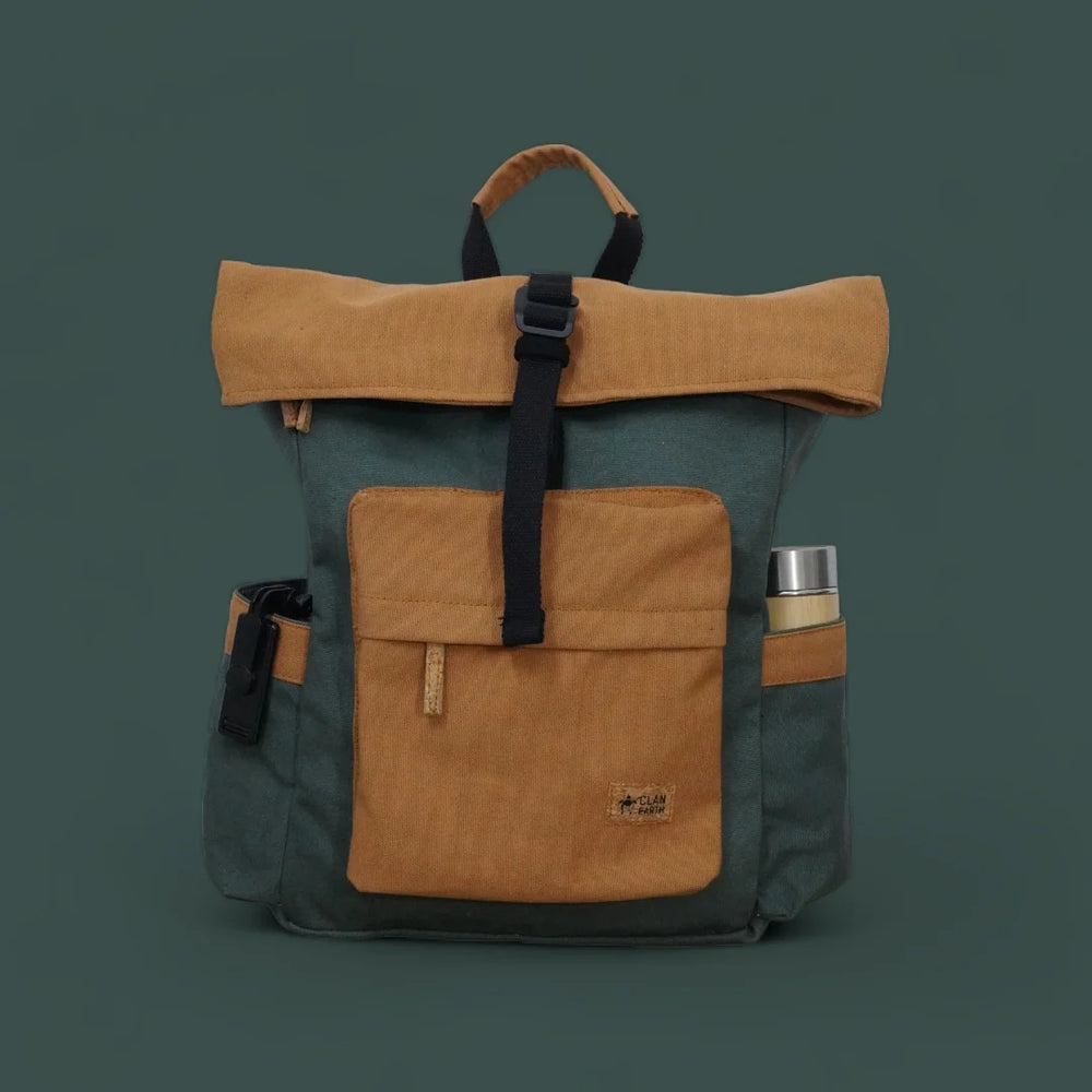 Armadillo Backpack - Green & Brown | Clan Earth | earthbased.in | 01