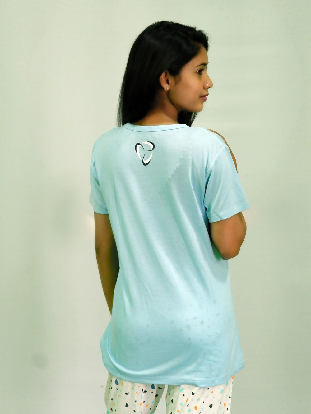 Best Night Dress | Chillax Print Air Blue T-shirt & Tofu Pant Night Dress | earthbased.in | 04