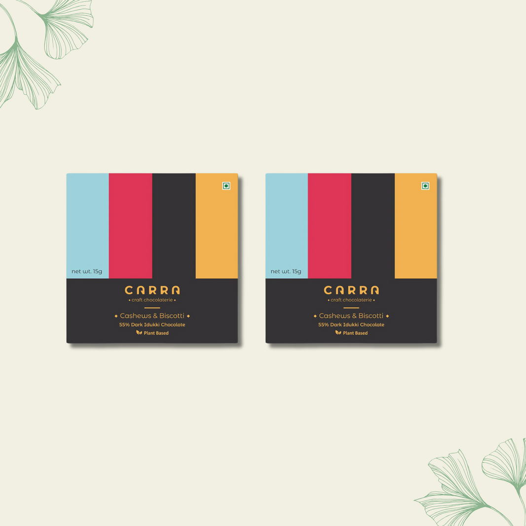 CARRA Cashews & Biscotti in 55% Dark Chocolate 15G