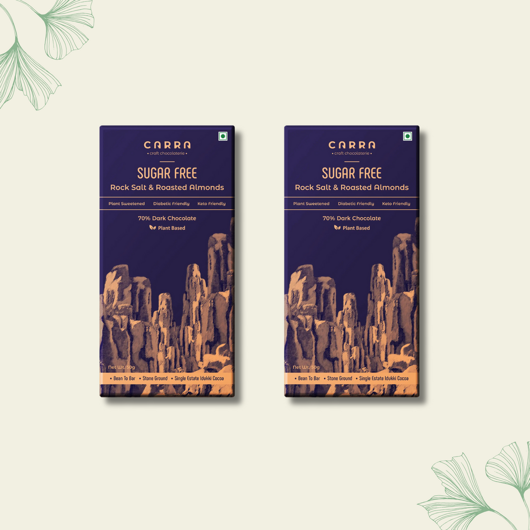 CARRA Rock Salt & Roasted Almonds in 70% Dark Chocolate 50G