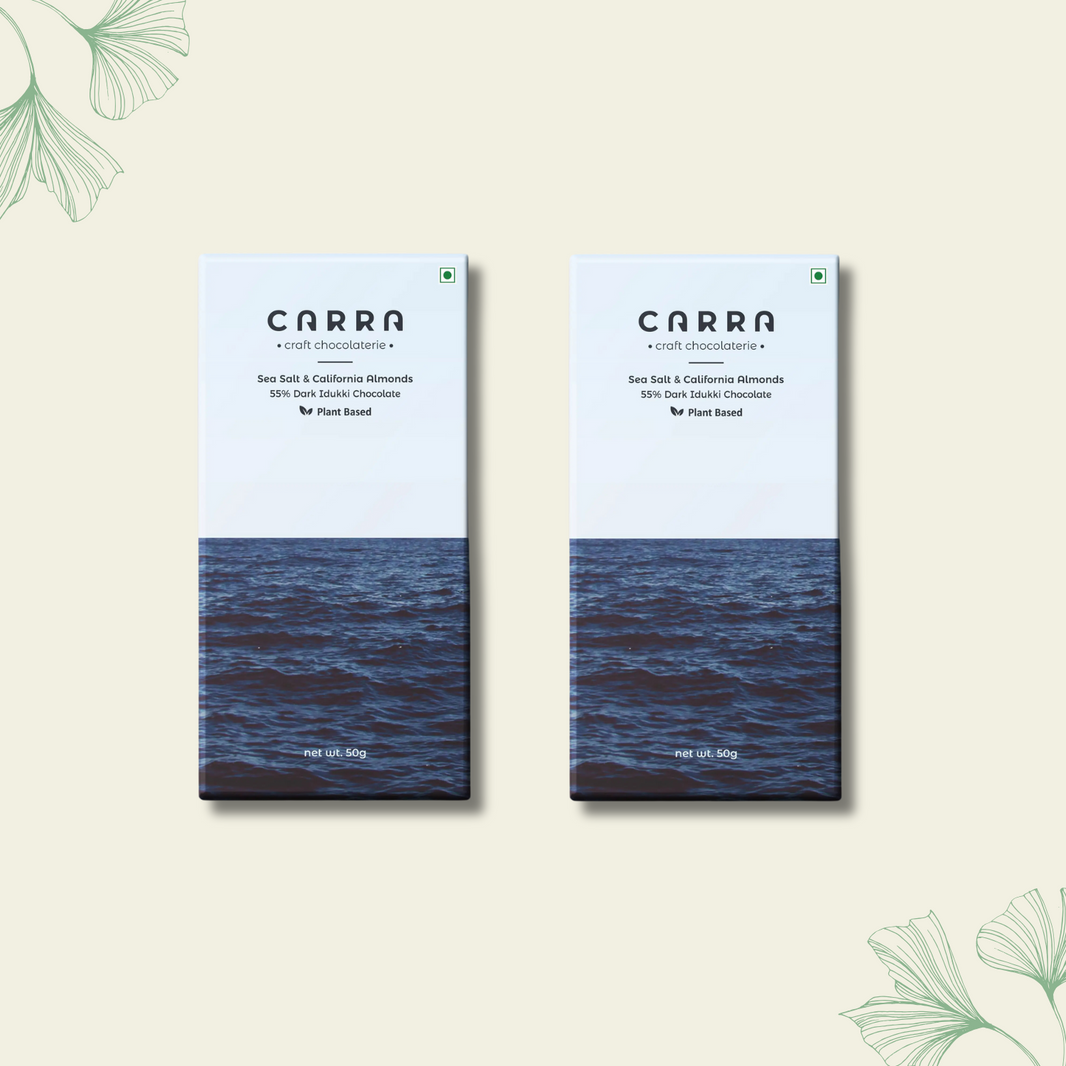 CARRA Sea Salt & California Almonds in 55% Dark Chocolate 50G