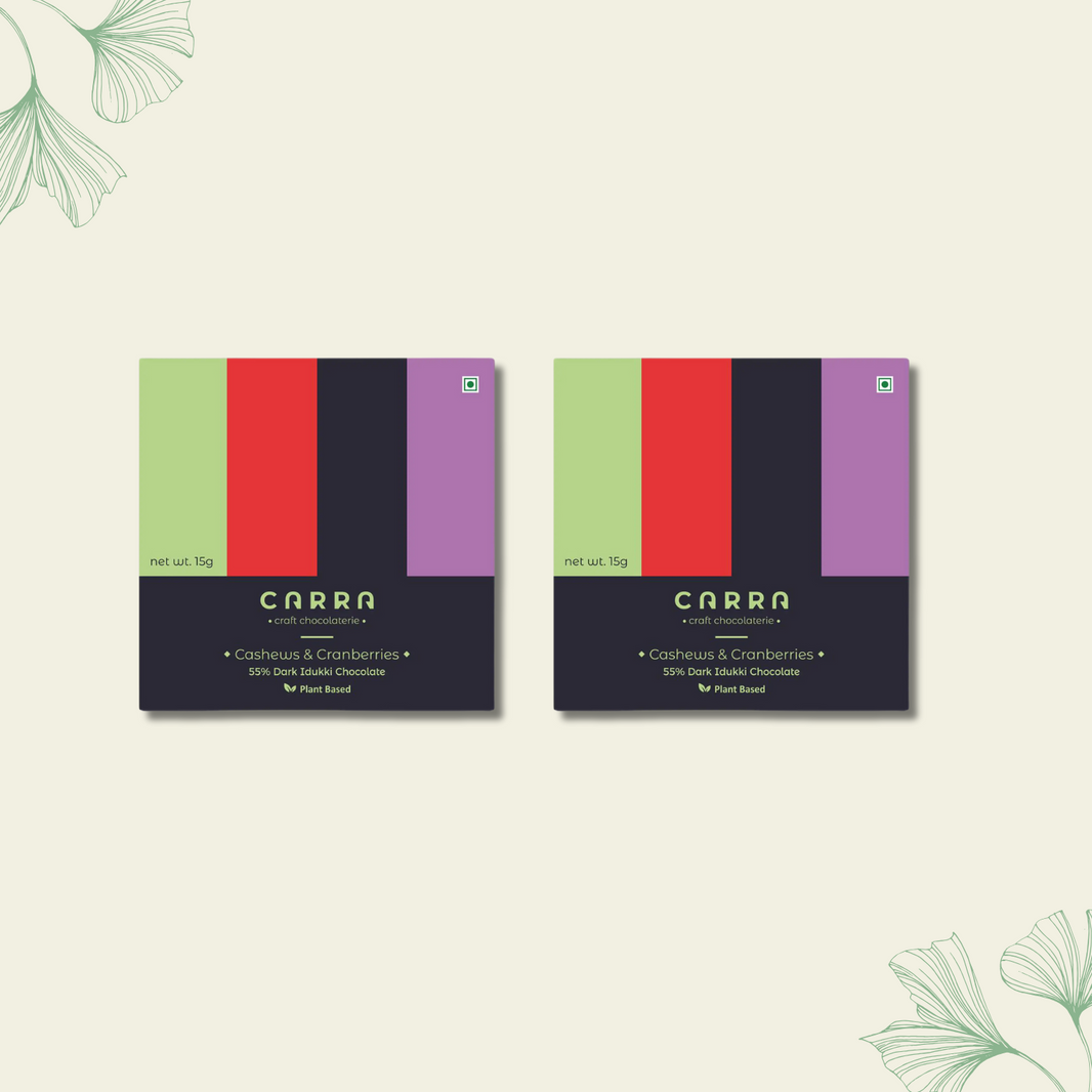 CARRA Cashews & Cranberries in 55% Dark Chocolate 15G