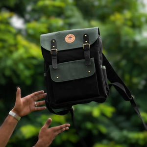 Dugong Backpack - Olive Green & Charcoal Black | Clan Earth | earthbased.in | 01