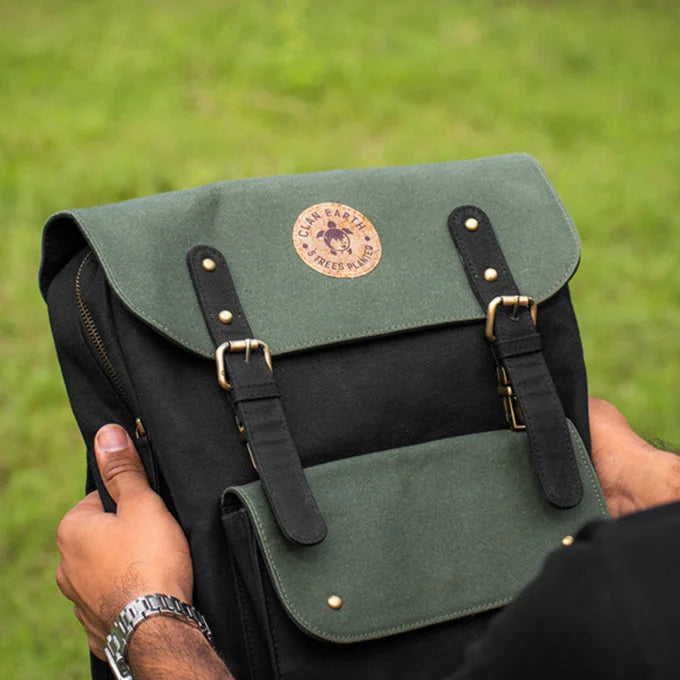 Dugong Backpack - Olive Green & Charcoal Black | Clan Earth | earthbased.in | 03