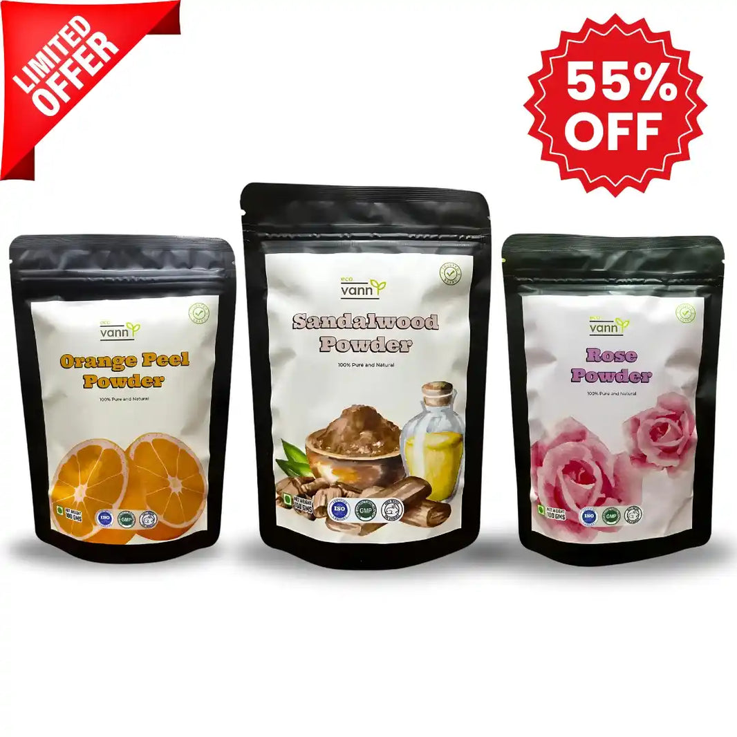 Eco vann Radiant Beauty Combo: Sandalwood, Orange Peel, and Rose Powder