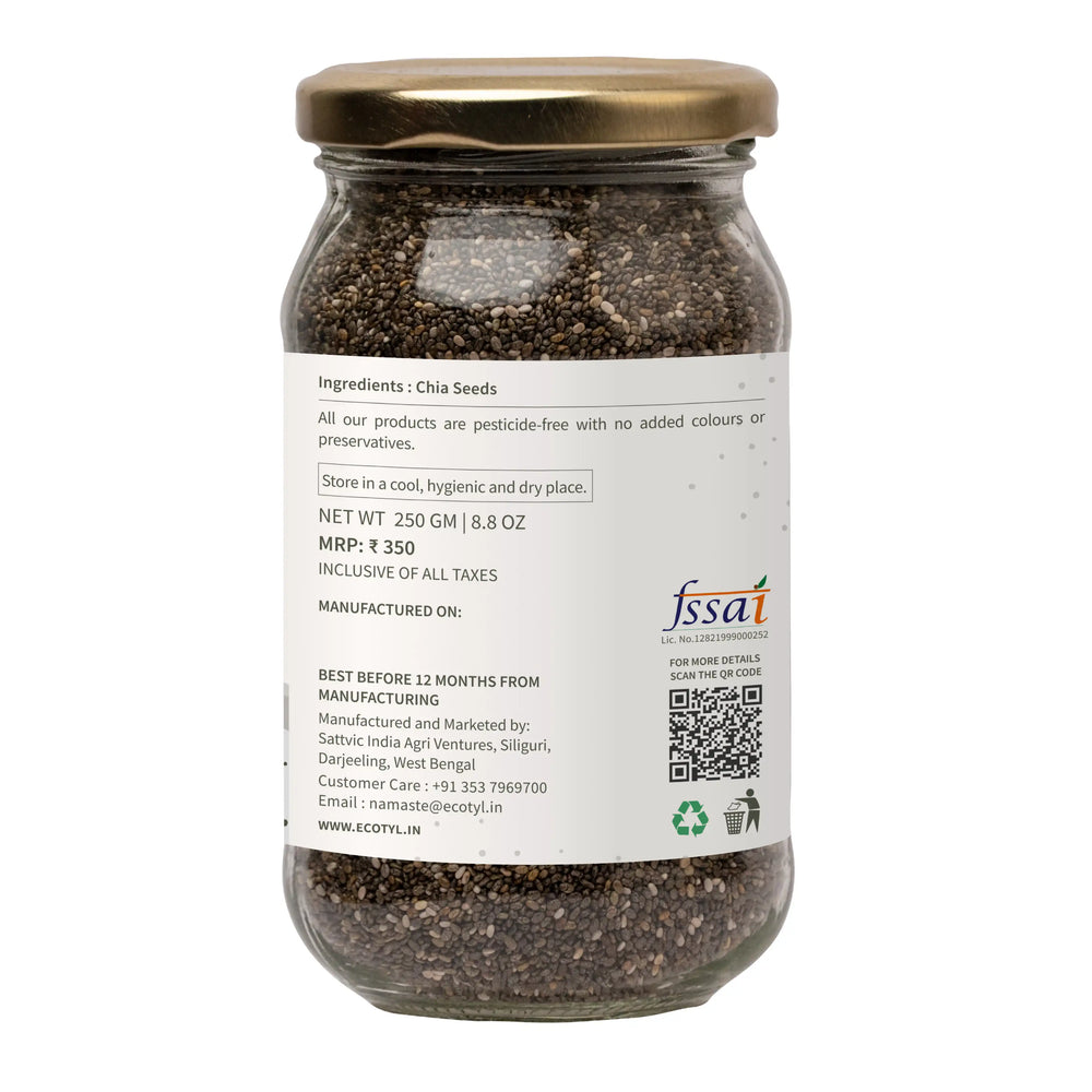 Ecotyl Chia Seeds - Raw | Rich in Antioxidants & Fibre