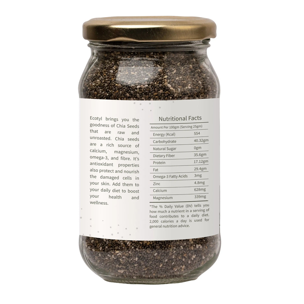 Ecotyl Chia Seeds - Raw | Rich in Antioxidants & Fibre