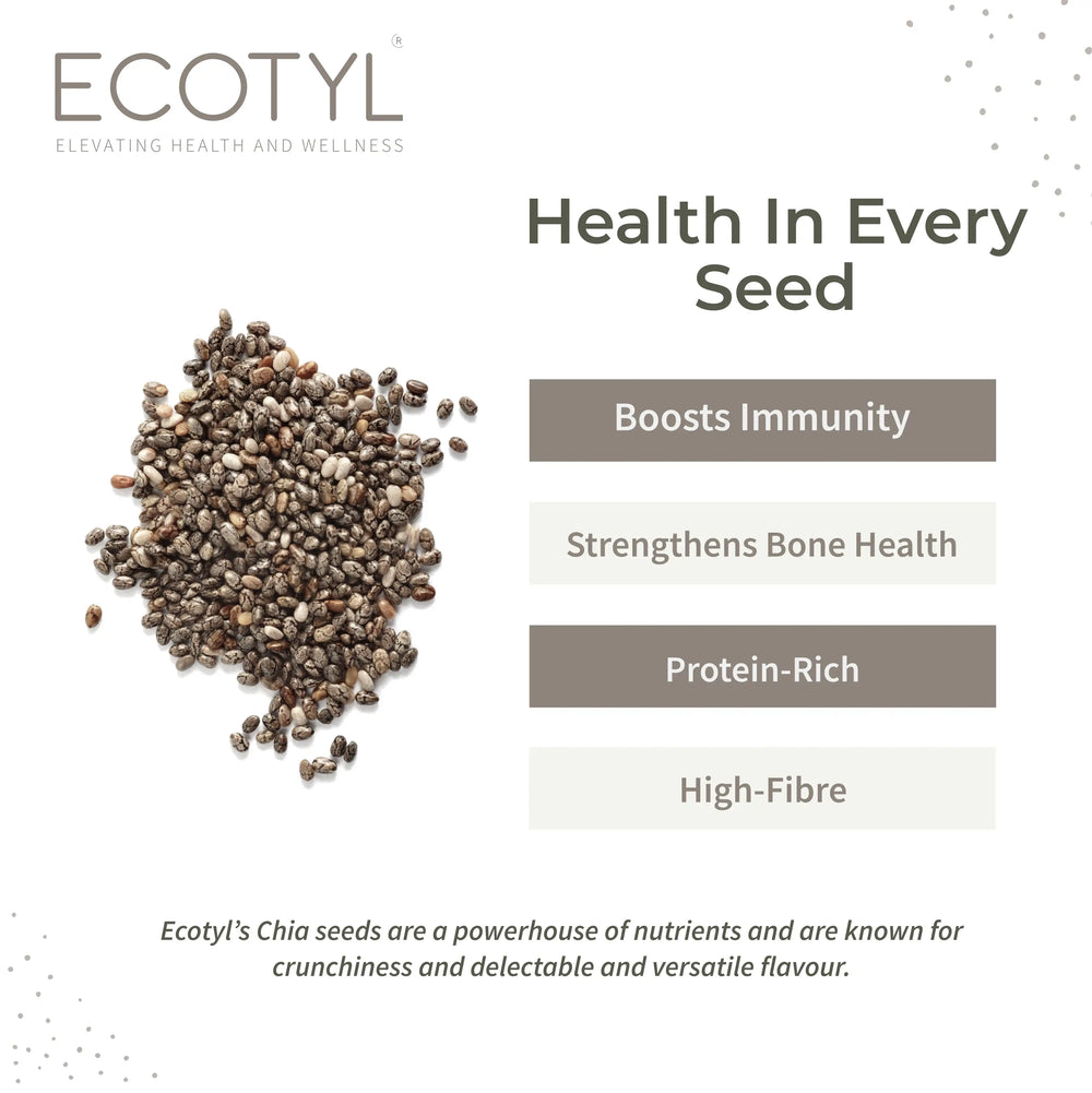 Ecotyl Chia Seeds - Raw | Rich in Antioxidants & Fibre