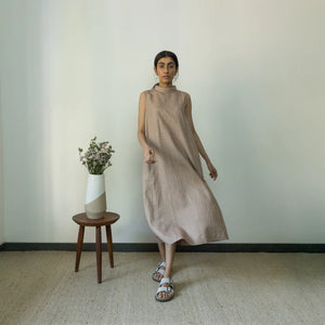 HIGH-NECK A-LINE DRESS | Anushe Pirani | Best Vegan Apparel for Women | earthbased.in | 01