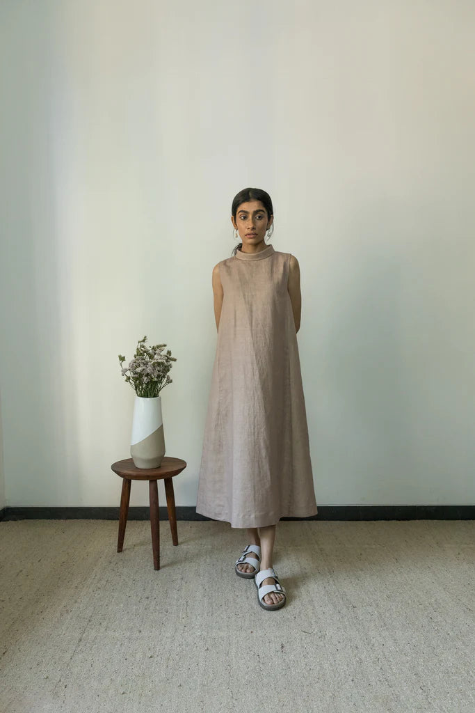 HIGH-NECK_A-LINE_DRESS_Anushe_Pirani_Best_Vegan_Apparel_for_Women_earthbased.in_02