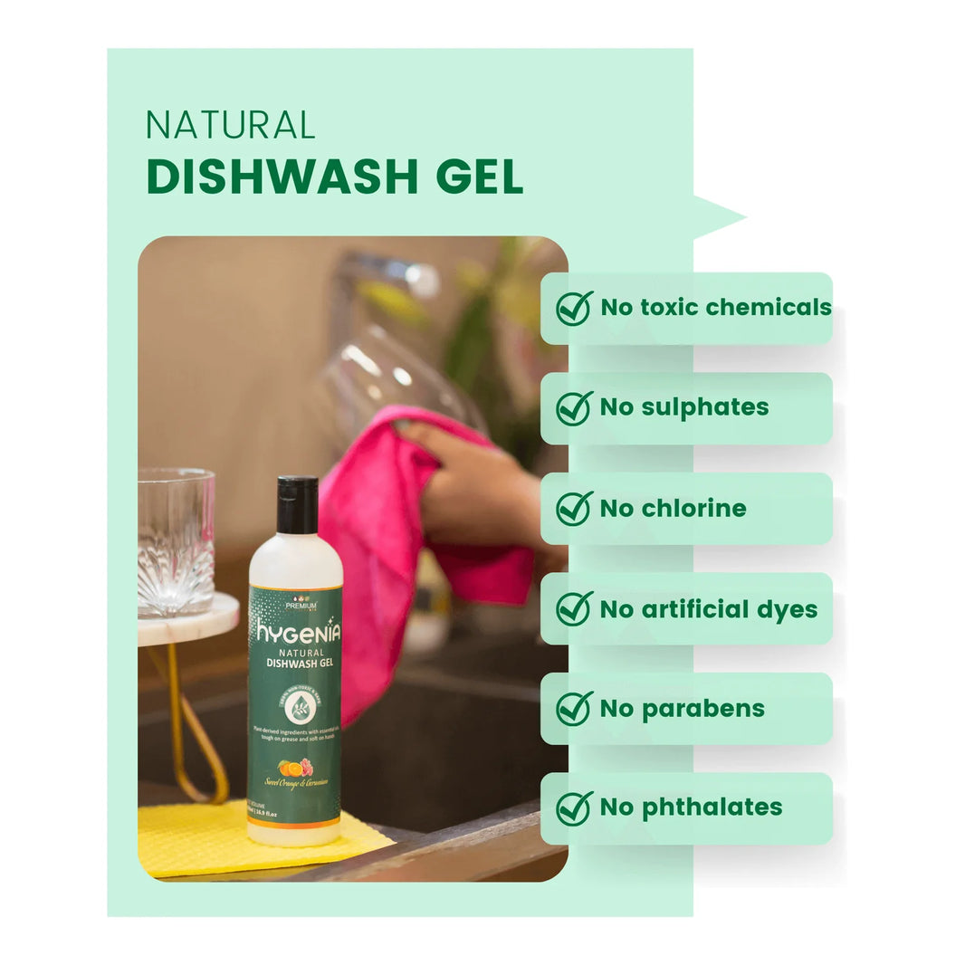 Hygenia Natural Dishwash Gel - Sweet Orange & Geranium 500ml