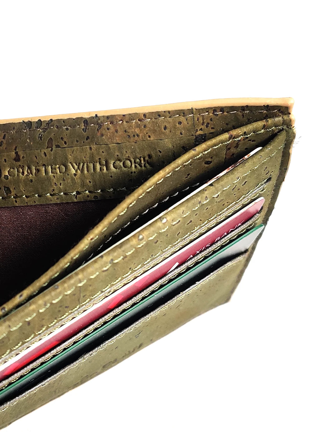 Kakapo Bifold Cork Wallet - Olive Green | Clan Earth | earthbased.in | 03