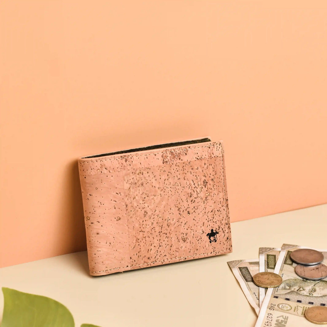 Kakapo Bifold Cork Wallet - Tan | Clan Earth | earthbased.in | 01