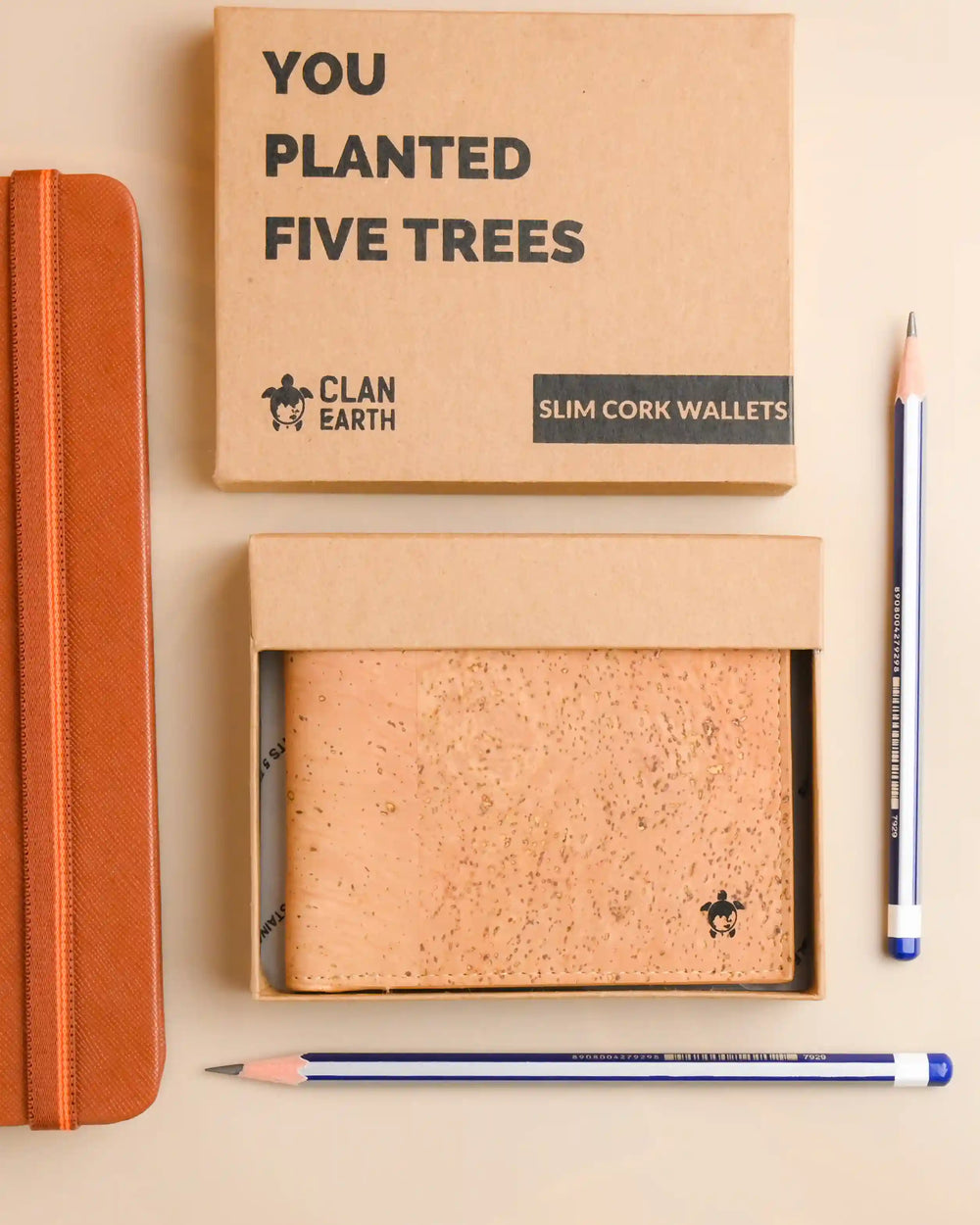Kakapo Bifold Cork Wallet - Tan | Clan Earth | earthbased.in | 03