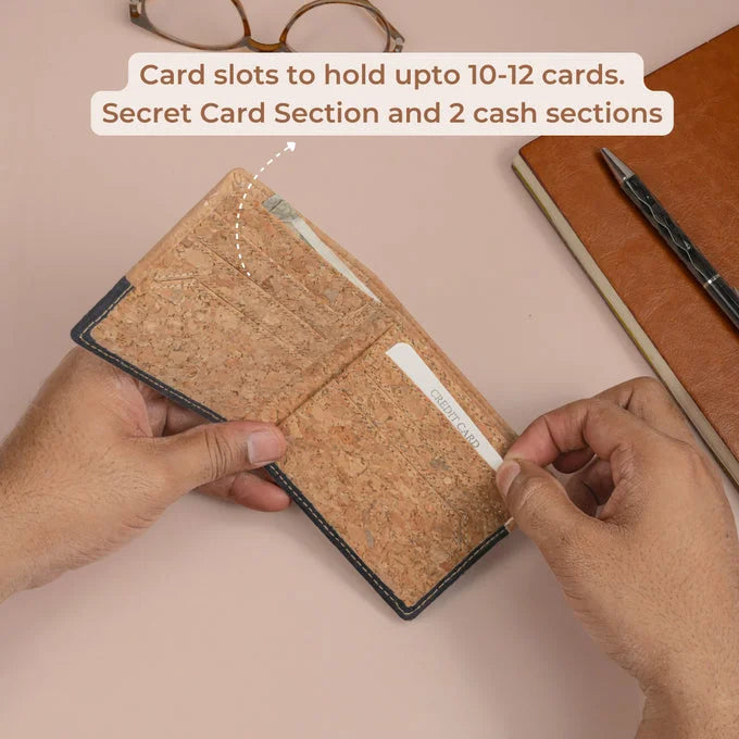 Kakapo Cork & Canvas Bifold Wallet | Clan Earth | Earthbased.in | 03