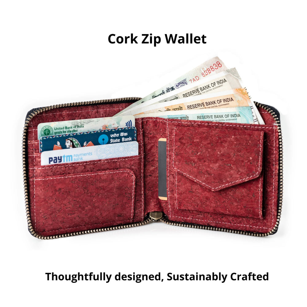 Kiwi Cork Wallet - Premium Red Cork | Clan Earth  | earthbased.in | 02