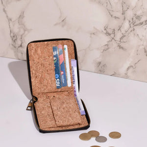 Kiwi Cork Zip Wallet - Tan | Clan Earth | Earthbased.in | 02