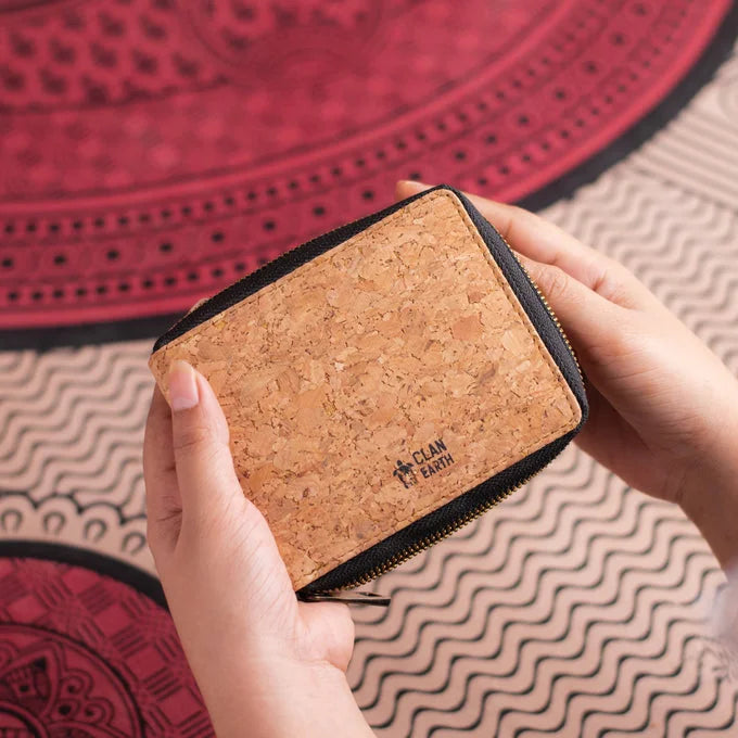 Kiwi Cork Zip Wallet - Tan | Clan Earth | Earthbased.in | 04