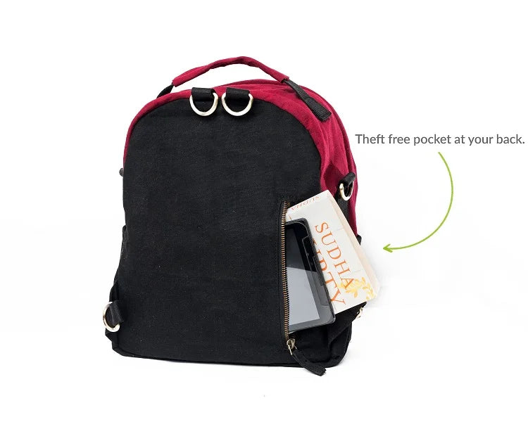 Koala Backpack - Cherry Red & Charcoal Black | Clan Earth | earthbased.in | 04