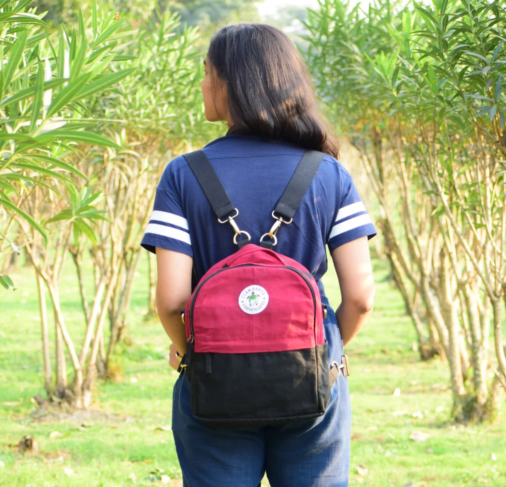 Koala Backpack - Cherry Red & Charcoal Black | Clan Earth | earthbased.in | 05