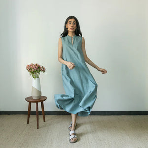 LAID-BACK GATHERED DRESS | Anushe Pirani | Best Vegan Apparel for Women - earthbased.in | 02