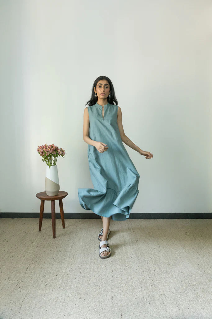 LAID-BACK GATHERED DRESS | Anushe Pirani | Best Vegan Apparel for Women - earthbased.in | 02
