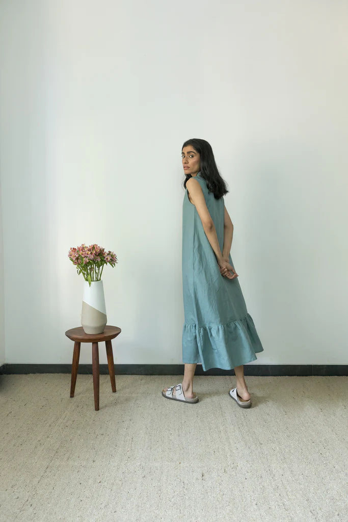 LAID-BACK GATHERED DRESS | Anushe Pirani | Best Vegan Apparel for Women - earthbased.in | 03