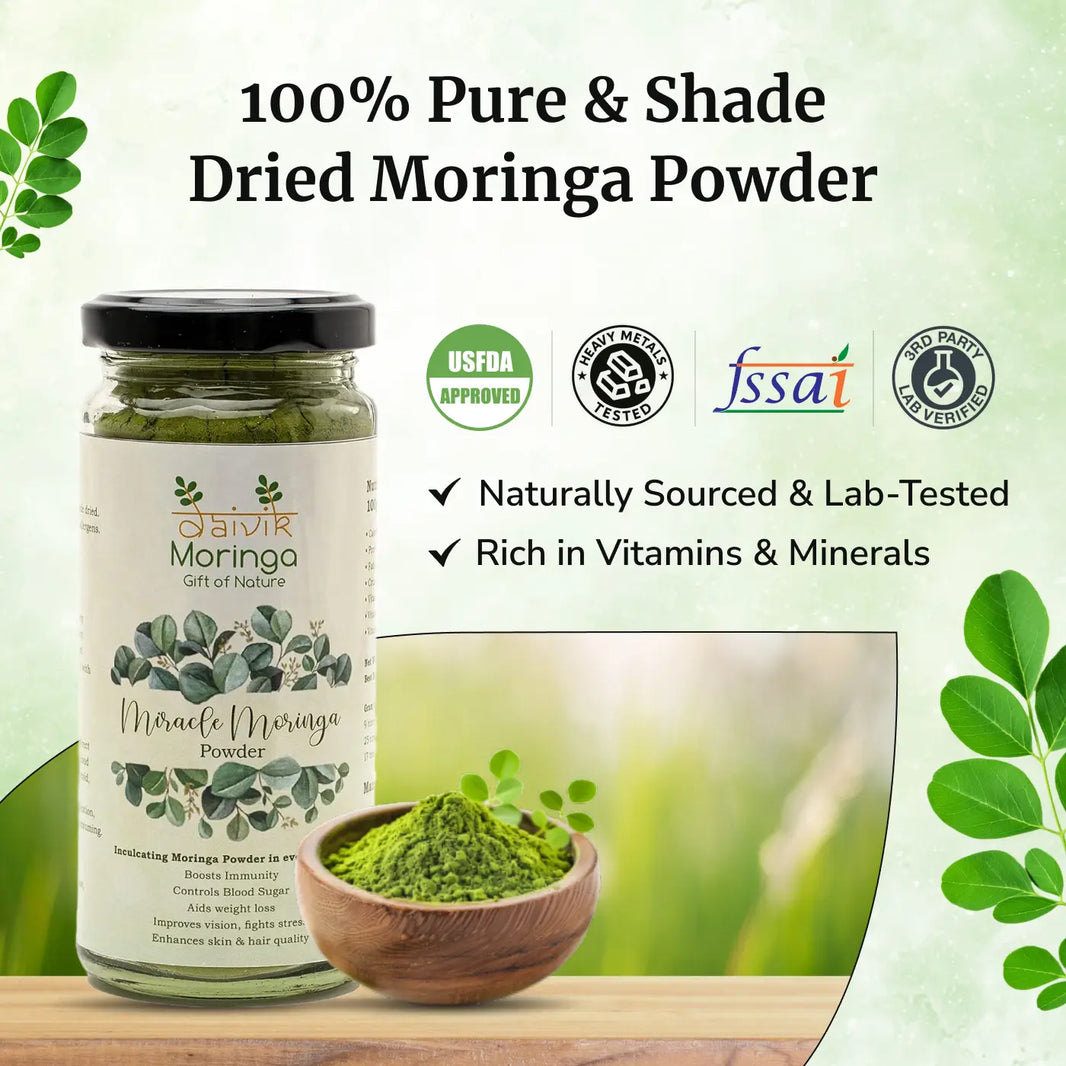 Daivik Moringa Miracle Moringa Powder | 100% Natural | Immunity Booster, Anti Aging, Anti Oxidant | 120 gms