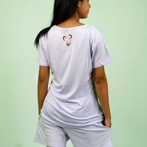 NightWear-I'm Not Scared of the Dark T-shirt & Shorts Set in Pastel Lilac | Playout | earthbased.in | 05
