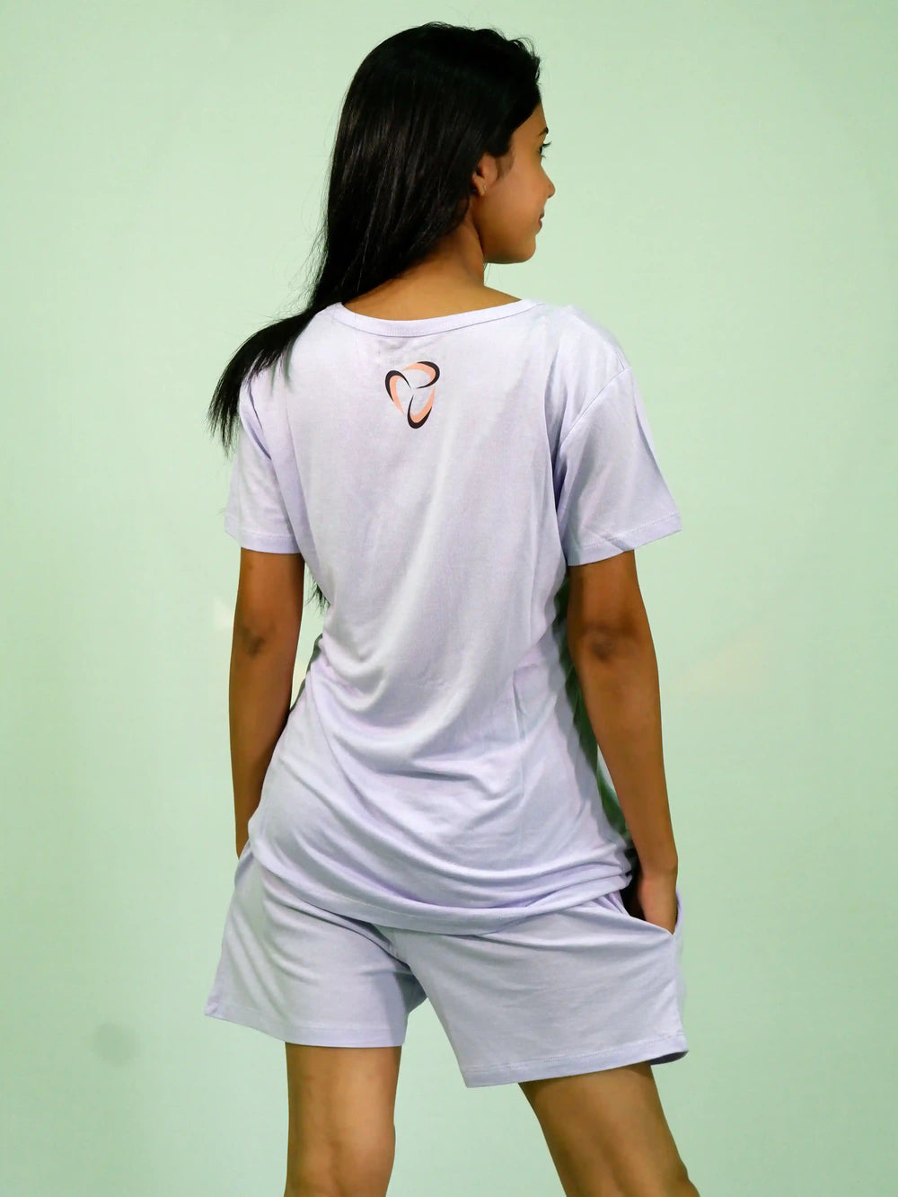 NightWear-I'm Not Scared of the Dark T-shirt & Shorts Set in Pastel Lilac | Playout | earthbased.in | 05