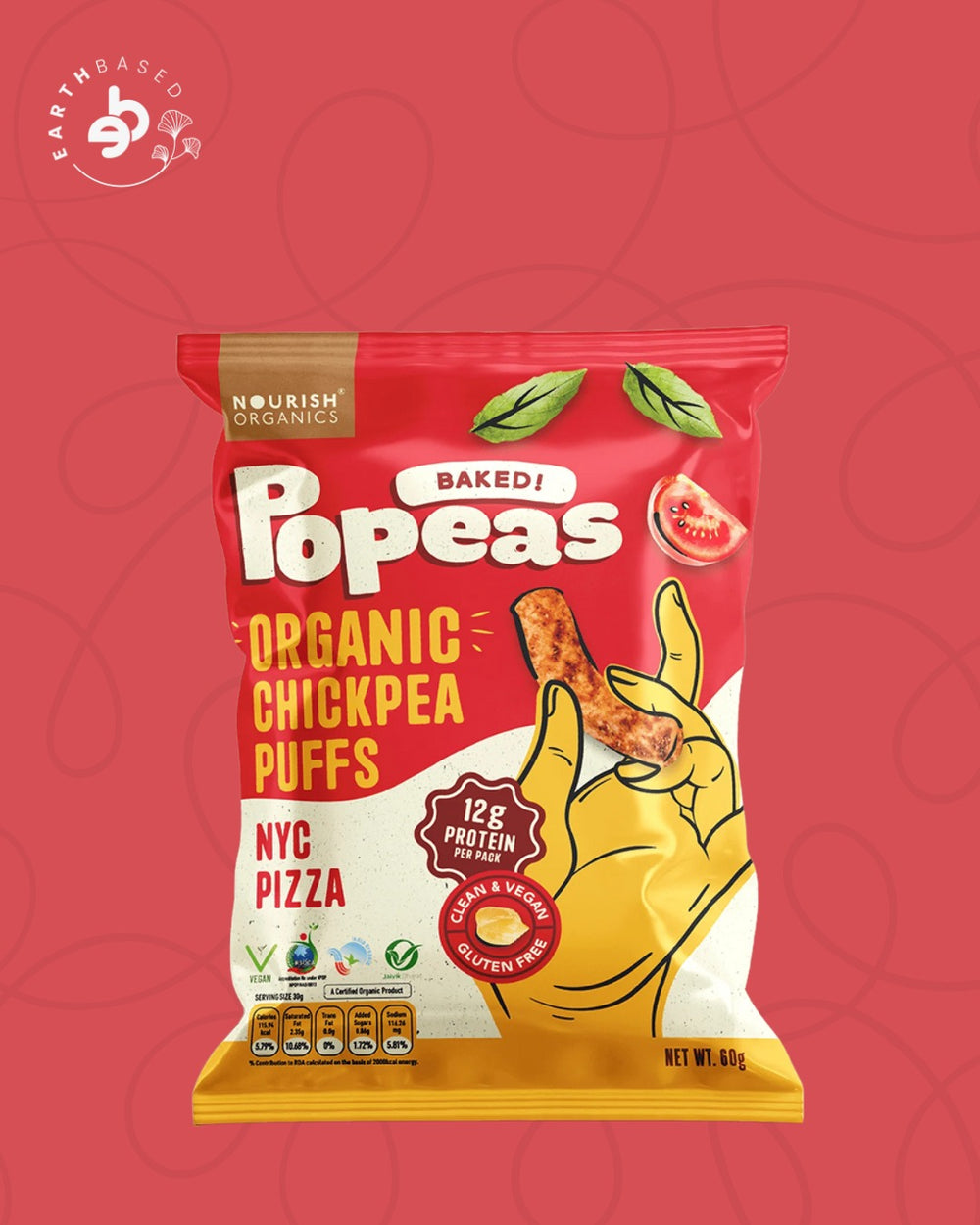Nourish Organics Chickpea Puffs | NYC Pizza (Pack x4) | earthbased.in