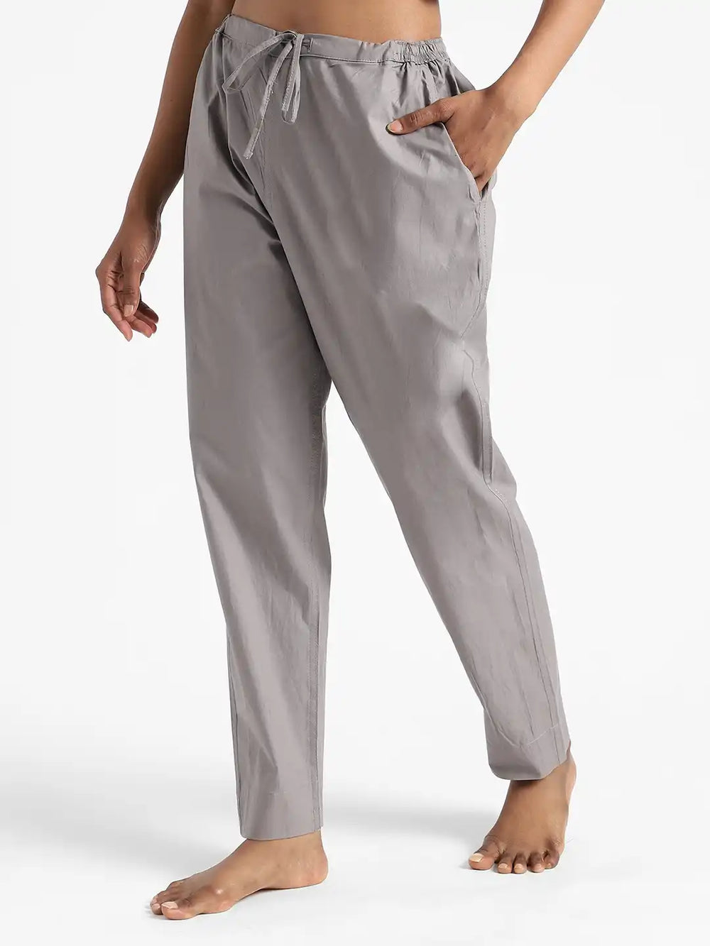 Organic Cotton & Natural Dyed Apparel-Earthbased.in_ Womens Iron Grey Color Slim Fit Pants_01