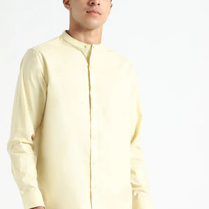 Organic Cotton & Naturally Dyed Apparel-Earthbased.in_ Mens Round Neck Lemon Yellow Shirt_01