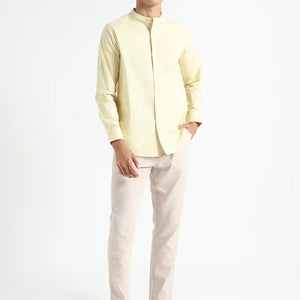 Organic Cotton & Naturally Dyed Apparel-Earthbased.in_ Mens Round Neck Lemon Yellow Shirt_010