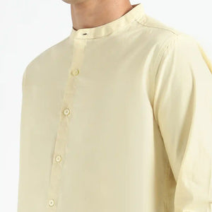 Organic Cotton & Naturally Dyed Apparel-Earthbased.in_ Mens Round Neck Lemon Yellow Shirt_011