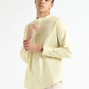 Organic Cotton & Naturally Dyed Apparel-Earthbased.in_ Mens Round Neck Lemon Yellow Shirt_02