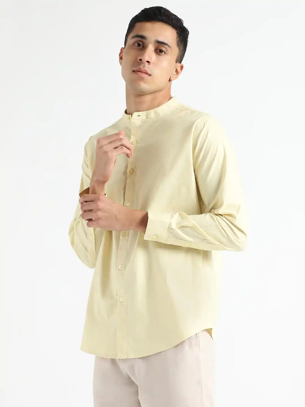 Organic Cotton & Naturally Dyed Apparel-Earthbased.in_ Mens Round Neck Lemon Yellow Shirt_02