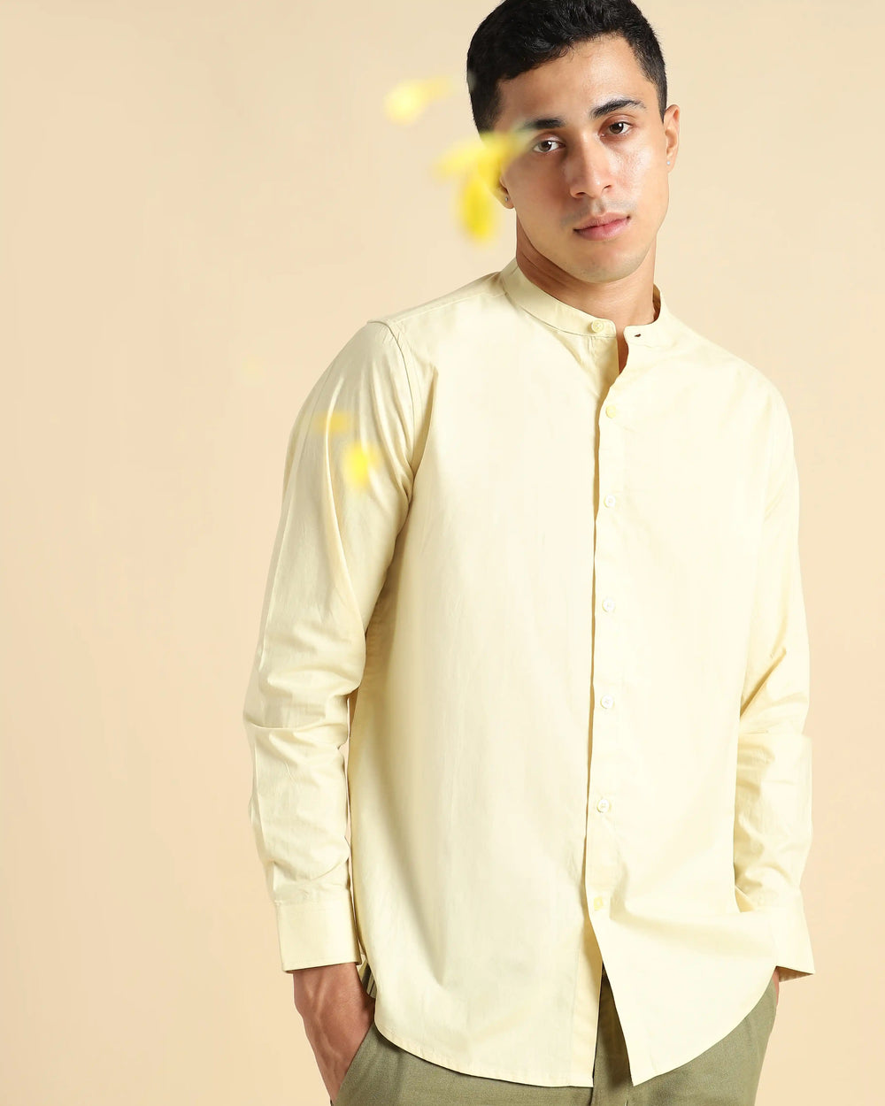 Organic Cotton & Naturally Dyed Apparel-Earthbased.in_ Mens Round Neck Lemon Yellow Shirt_04