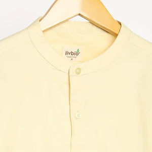 Organic Cotton & Naturally Dyed Apparel-Earthbased.in_ Mens Round Neck Lemon Yellow Shirt_06