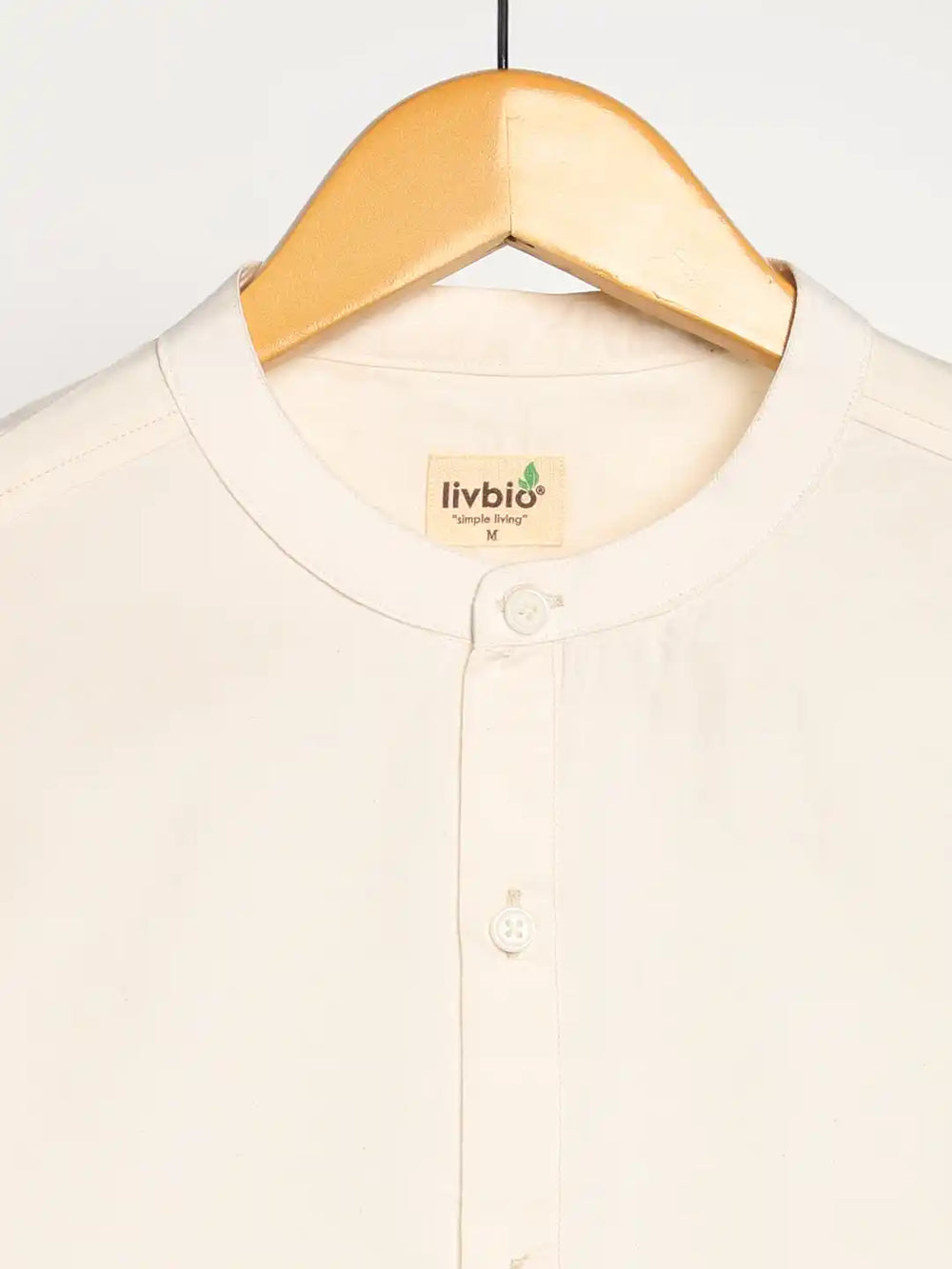 Organic Cotton & Naturally Dyed Apparel-Earthbased.in_ Mens Round Neck Light Cream Shirt _05